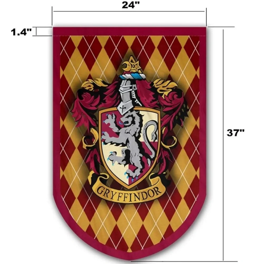 NEW Harry Potter Gryffindor Crest Hanging Banner Flag 24x37” Nylon Double Sided